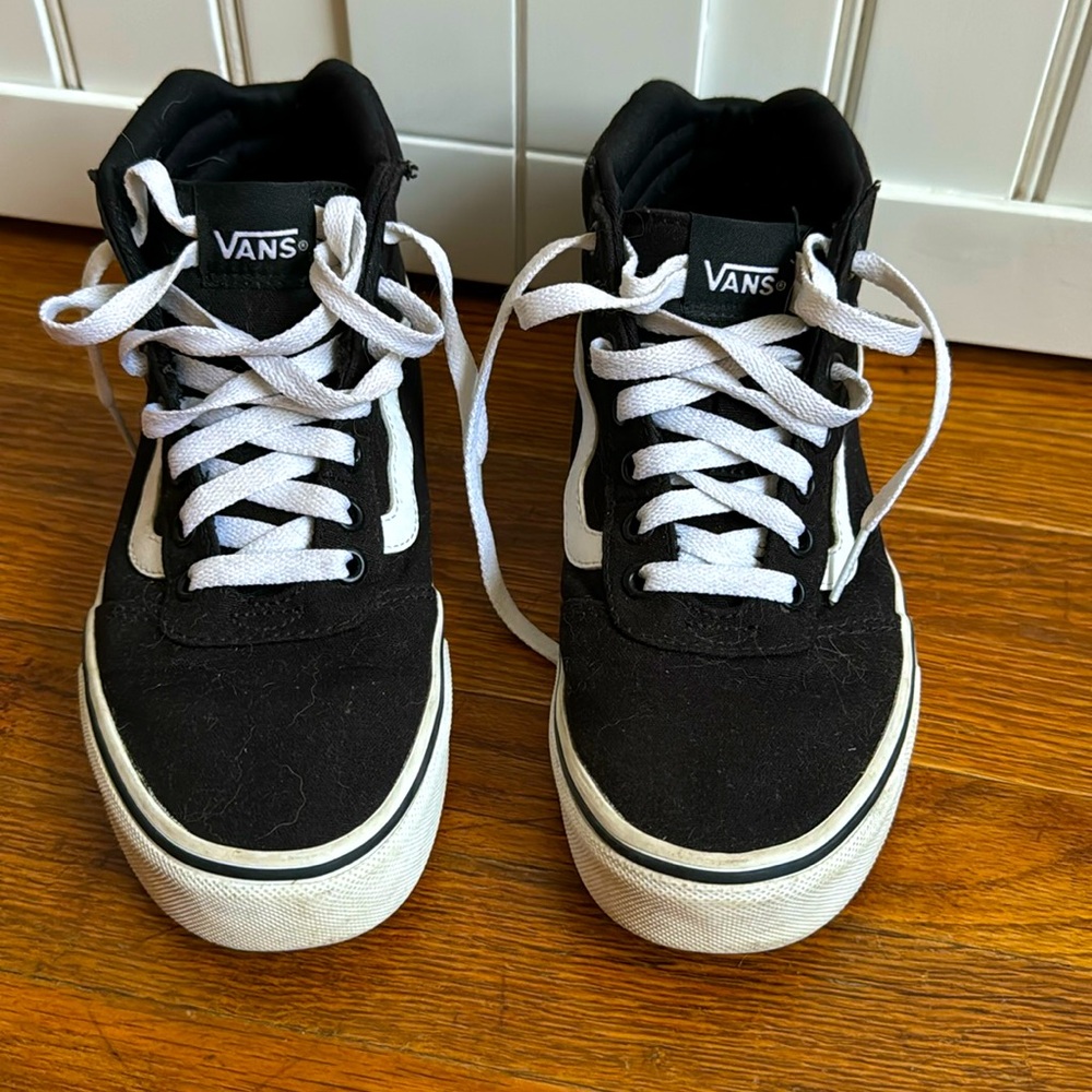 Black and White High Top Vans - size 6.5